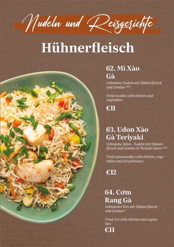 Speisekarte im Restaurant von Com Viet - Hotel & Restaurant - in Oschatz