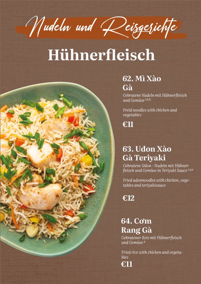 Speisekarte im Restaurant von Com Viet - Hotel & Restaurant - in Oschatz