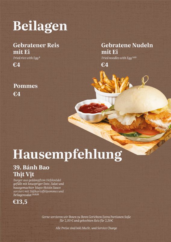 Speisekarte im Restaurant von Com Viet - Hotel & Restaurant - in Oschatz